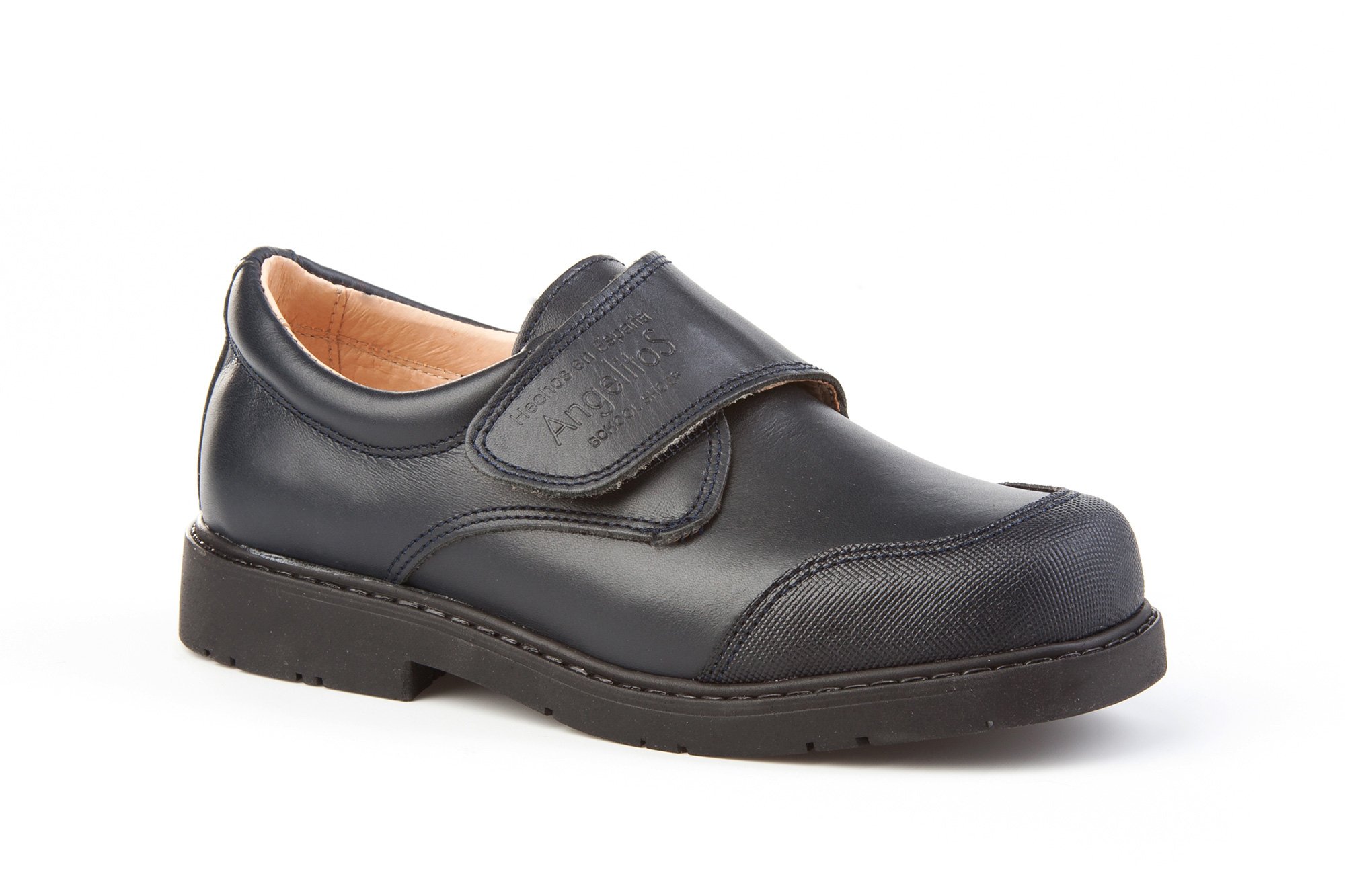 Angelitos Zapatos para la Escuela con Punta Reforzada. Todo Cuero, Mod. 452. Zapatos para niño Made in Spain, garantía de Calidad.