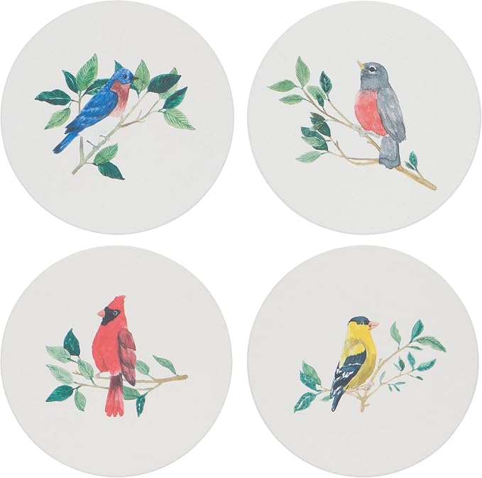 Now Design Set of 4 Soak Up Coasters, Birdsong