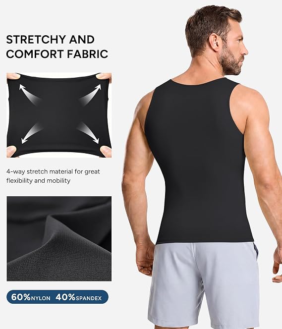 Mens Compression Shirt Slimming Body Shaper Vest Workout Tank Tops Abs Abdomen Undershirts