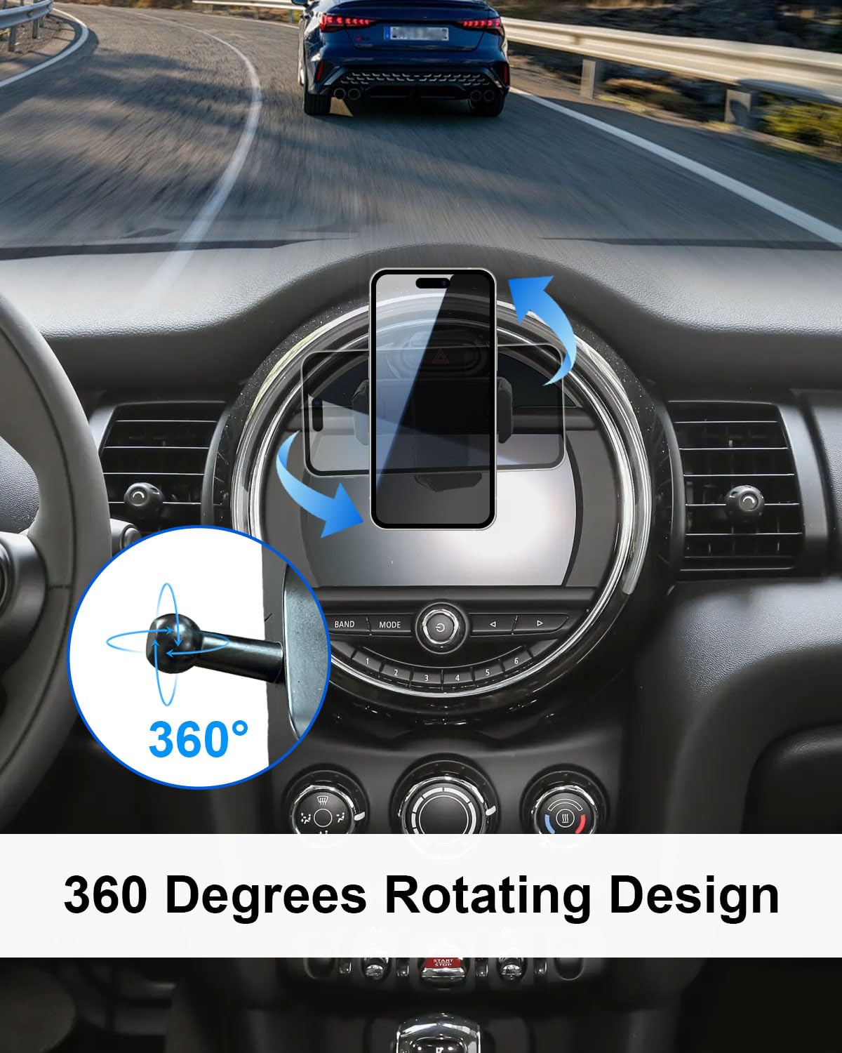 Soporte de teléfono móvil para coche Mini Cooper S Jcw One F54 F55 F56 F57 F60, navegador especial para pantalla de control central, giratorio 360°, para iPhone 17 16 15 14 13, base de metal