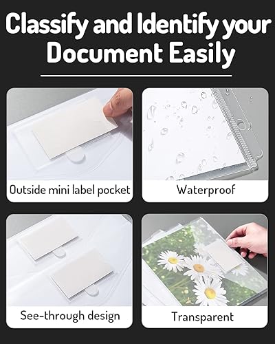 Miniatura 7 de Forvencer Bolsillo para Carpeta, Paquete de 36 Bolsillos Súper Resistentes de Poli para Carpeta con Cierre Hermético, Carpetas de Carga Lateral,