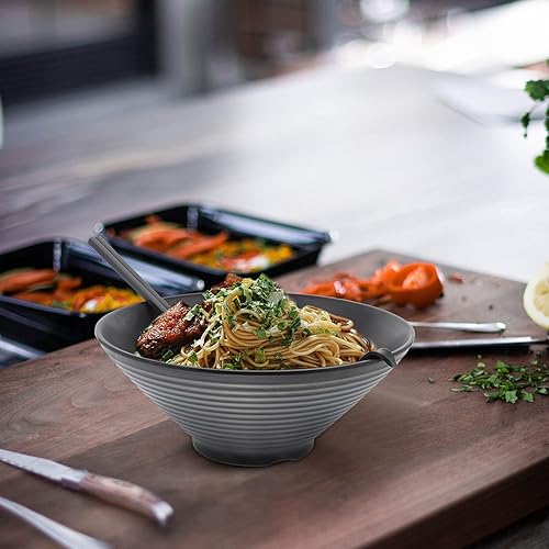 Miniatura 8 de Hemoton 1 juego de tazones de ramen cucharas mezcladoras palillos japoneses ensaladera con tapa Pho cuencos de cerámica cuencos de mezcla de ramen