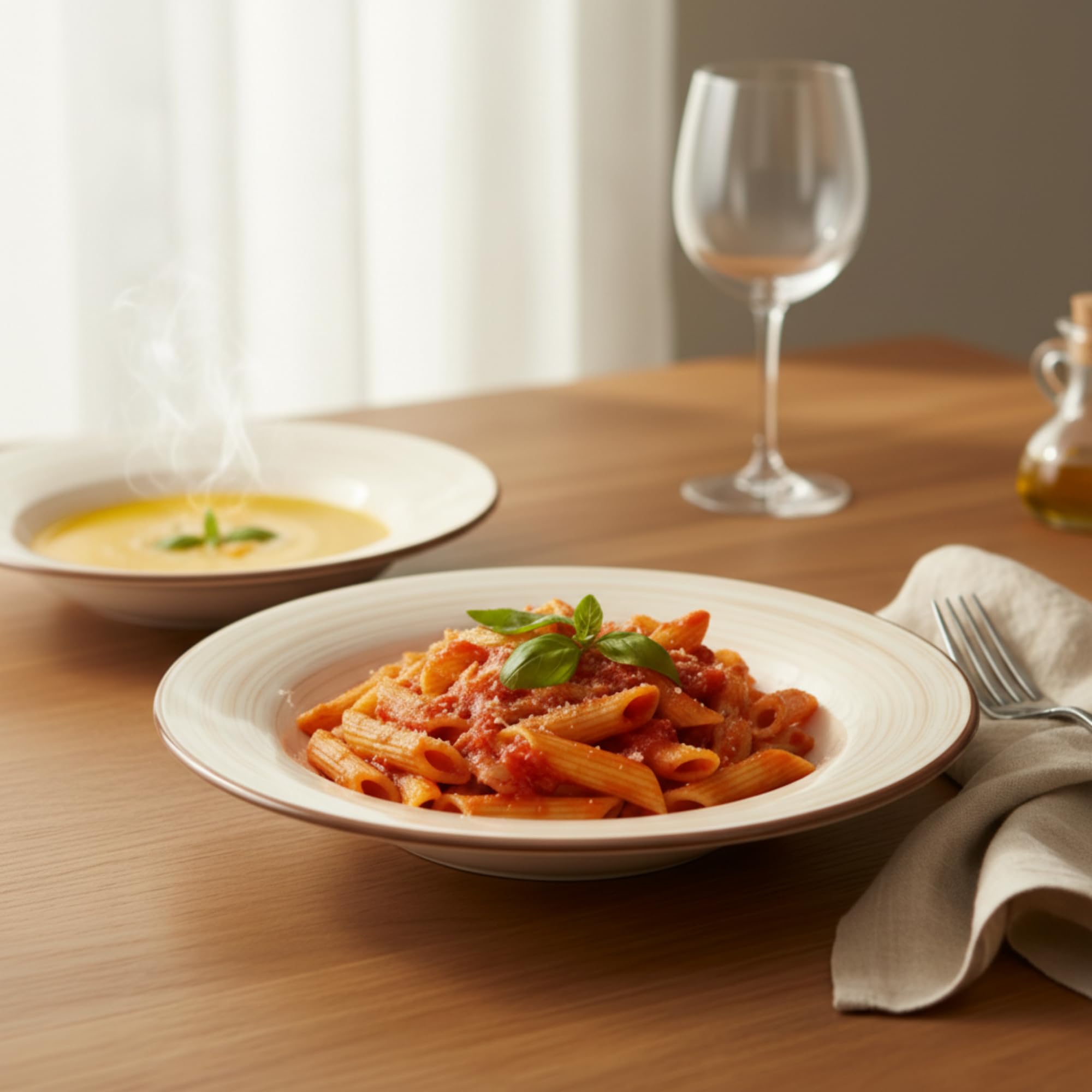 Ceramic Pasta Plate | Deep Serving Bowl | Premium Gloss Finish | Ideal for Pasta, Soup & Salads | Microwave & Dishwasher Safe | Elegant Beige Spiral Design-image-34