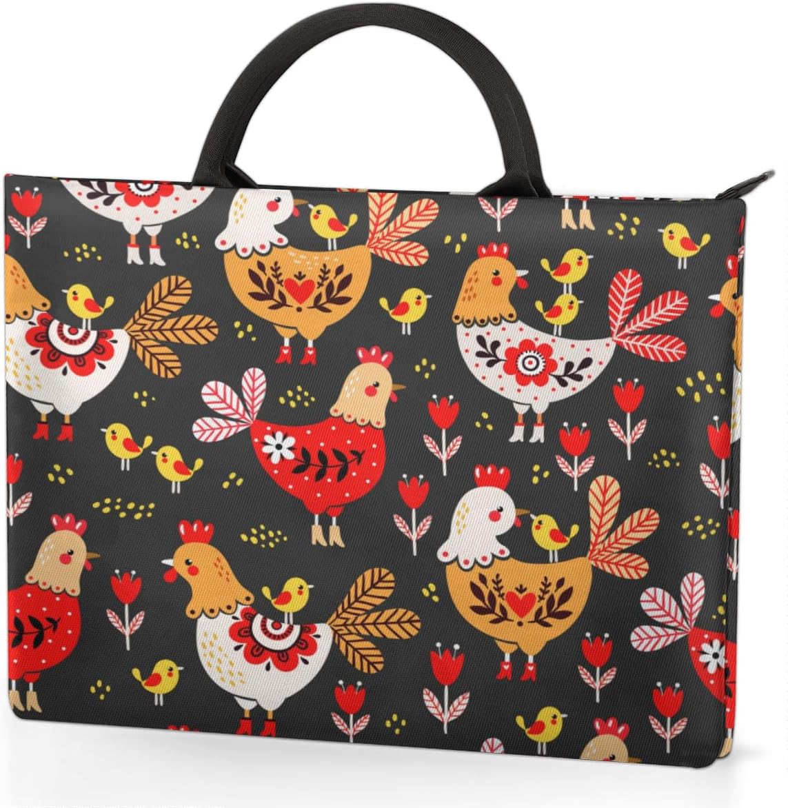Colorful Chicken Laptop Sleeve Case 13 13.3 14 Inch Laptop Bag with Handle & Pockets Durable Notebook Computer Carrying Case for Men Women Multi-Color & Size Choices