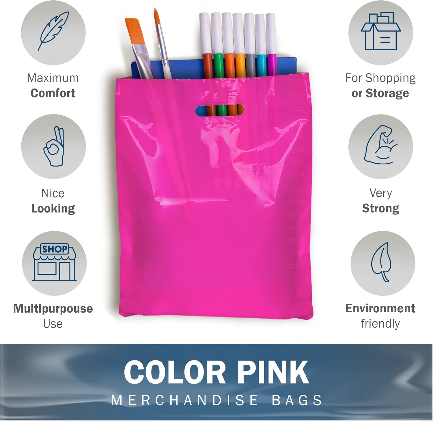 9x12 Pink Plastic Bags, Small, Glossy Finish, 1.5 Mil Thick, 200 Pack image 4