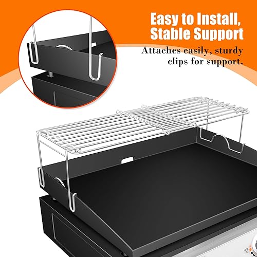Miniatura 7 de GRISUN Rejilla de calentamiento para parrilla Blackstone de 2217 pulgadas, ajustable, accesorio de clip, accesorios de parrilla Blackstone, estante