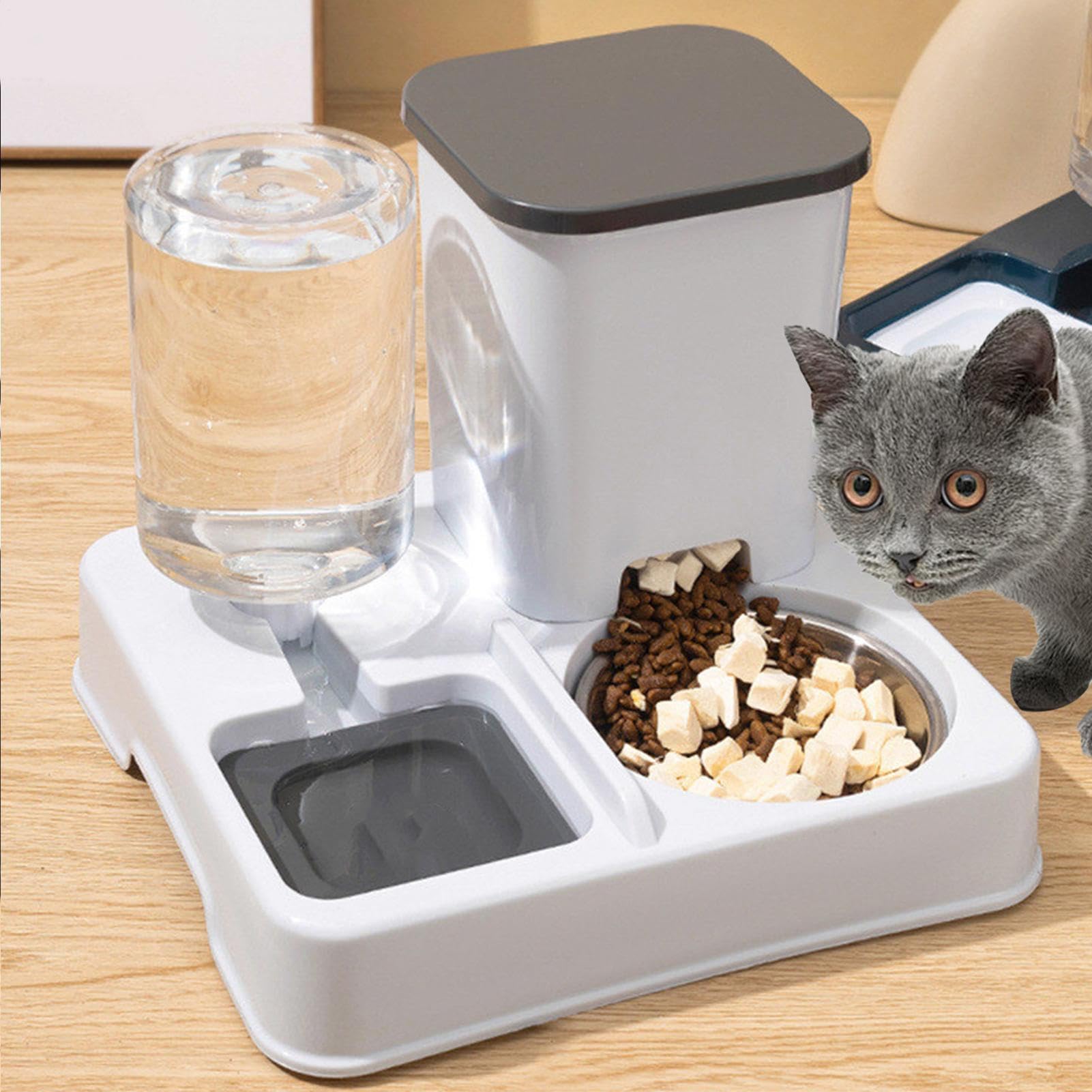 Comedero y Bebedero automático for Perros Gatos(Gray)