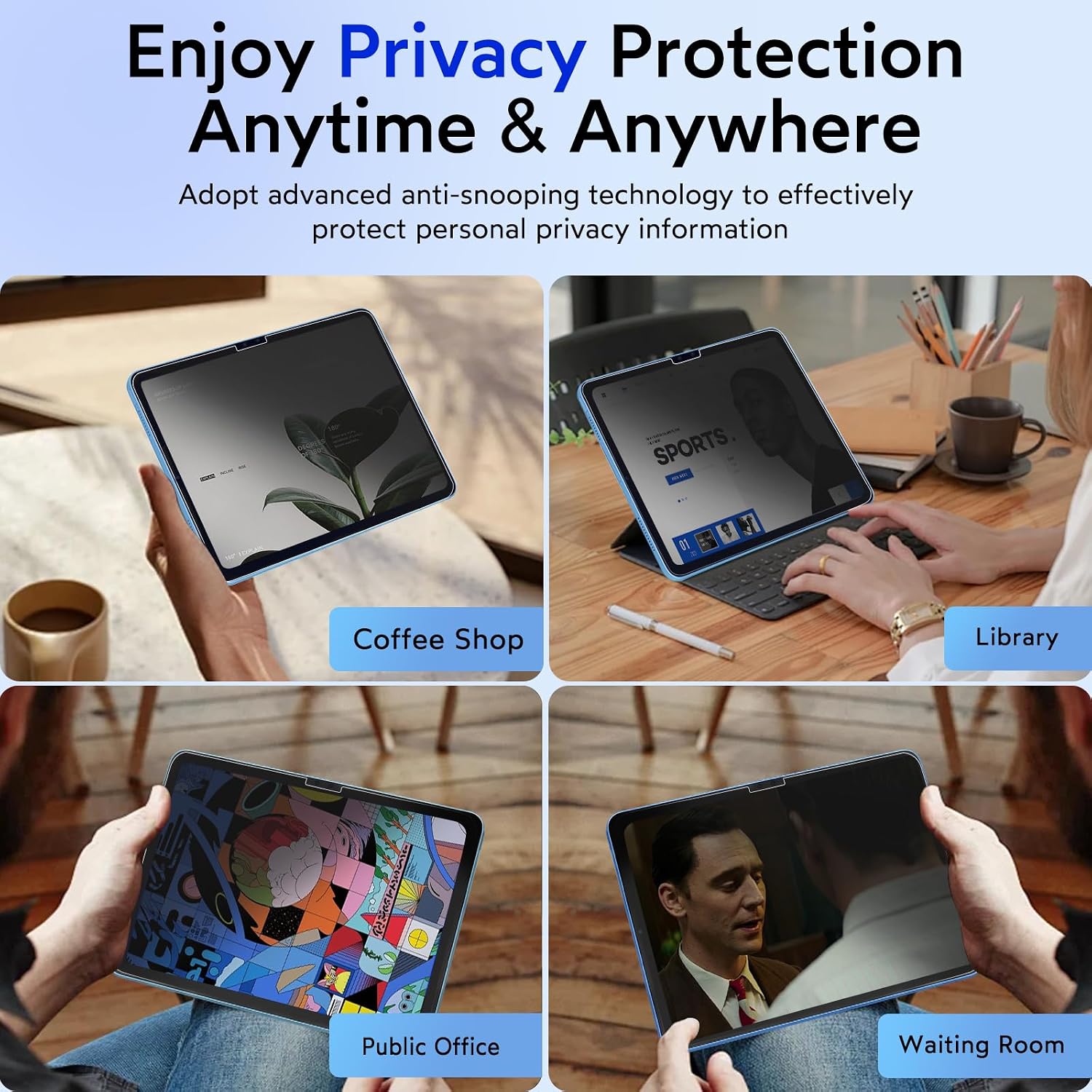 MOBDIK Privacy Screen Protector for iPad A16 11th 2025 & iPad 10th Gen 2022 | Horizontal 28°Anti Spy, EZ Kit Installation Frame, 9H Hardness Tempered Glass, Sensitive Touch, 1 Pack