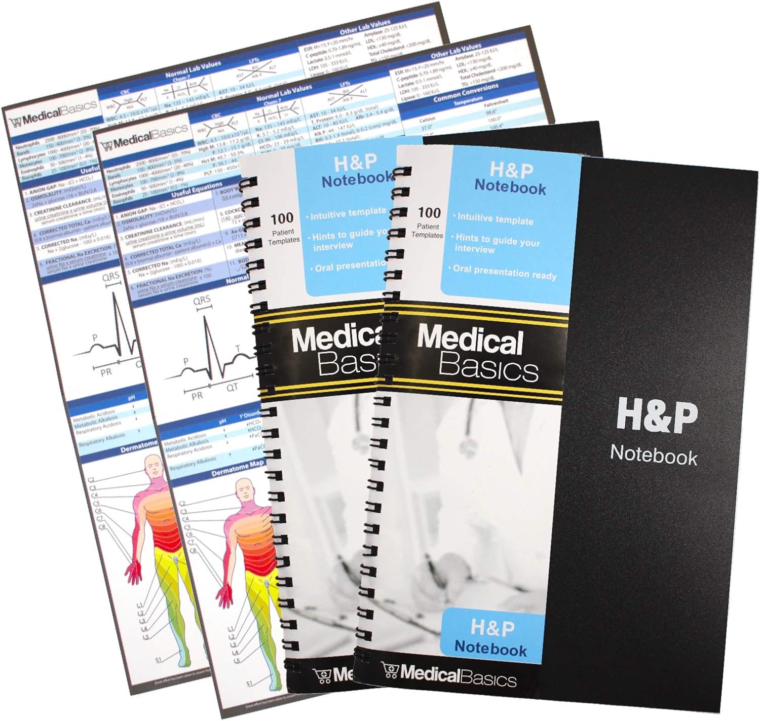 H&P Notebook (2 Pack) - Medical History and Physical Notebook, 100 Medical templates with Perforations