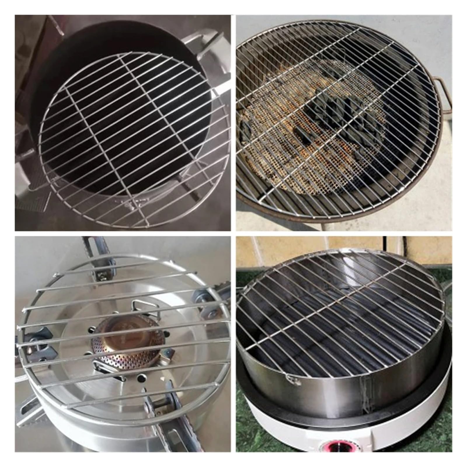 Parrilla Barbacoa Parrilla de Barbacoa Redonda de Acero Inoxidable, Redes for Asar Tocino en casa, Accesorios de Barbacoa, Rejilla Antiadherente for Barbacoa(32cm Diameter)