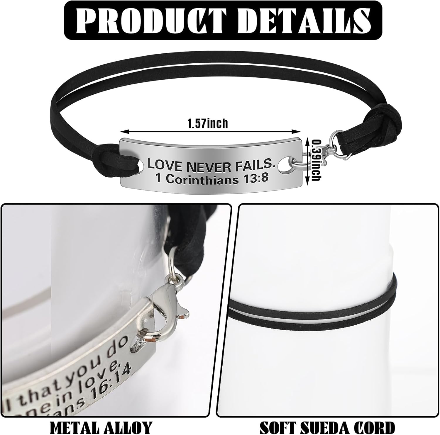 Bucherry 24 Pack Bible Verse Party Favors Christian Easter Gifts Bulk Easter Church Bracelets for Women Men with Religious Gift Cards Envelopes Engraved Inspirational Verse Bracelets