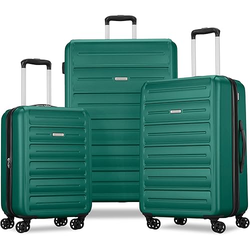 American Tourister Westridge Hardshell Luggage Set - 3 Piece Set - 20" Carry-On, 24” & 28” Checked Luggage Set with 360° Spinner Wheels - Expandable Suitcases for Extended Travel - Malachite Green