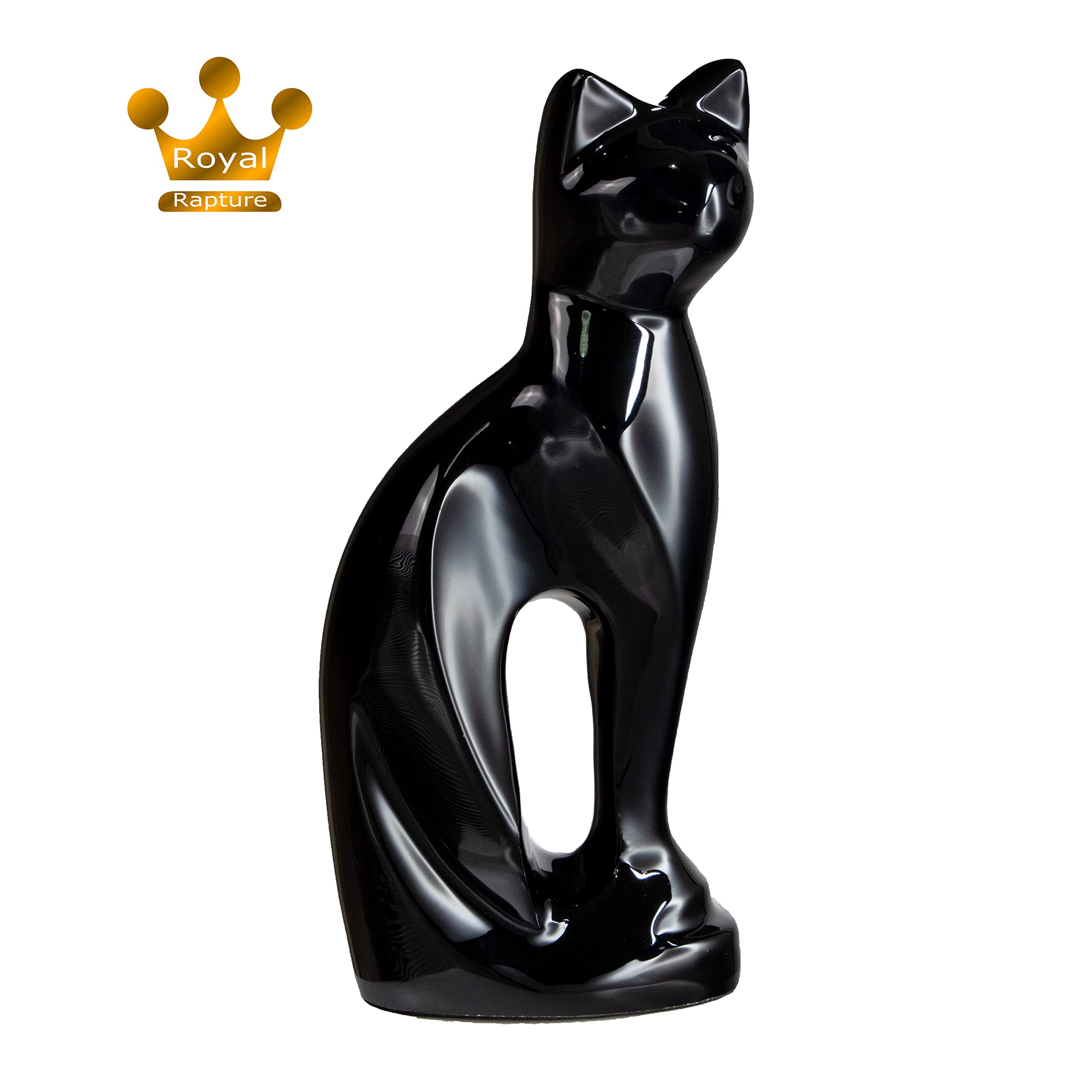 Royal Rapture Urn for Ashes Charming Funeral Memorial Cremation Cat Figurine Pet Love Urns decorative, Black, 9" - Image 3
