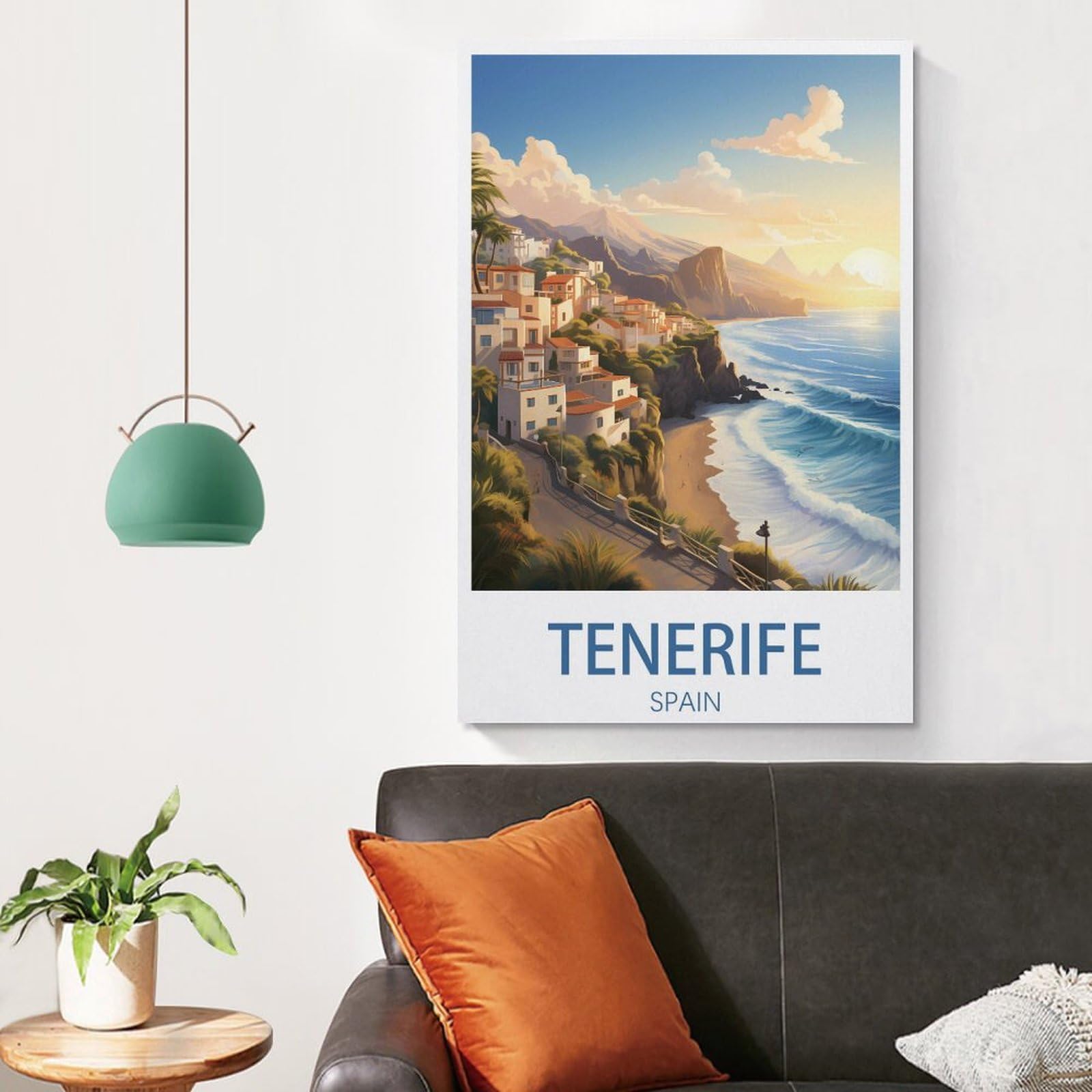 Poster Toile Vintage 'Ténérife Espagne' - 20 X 30 Cm - Décoration Murale Moderne Pour Chambre, Salon, Bureau