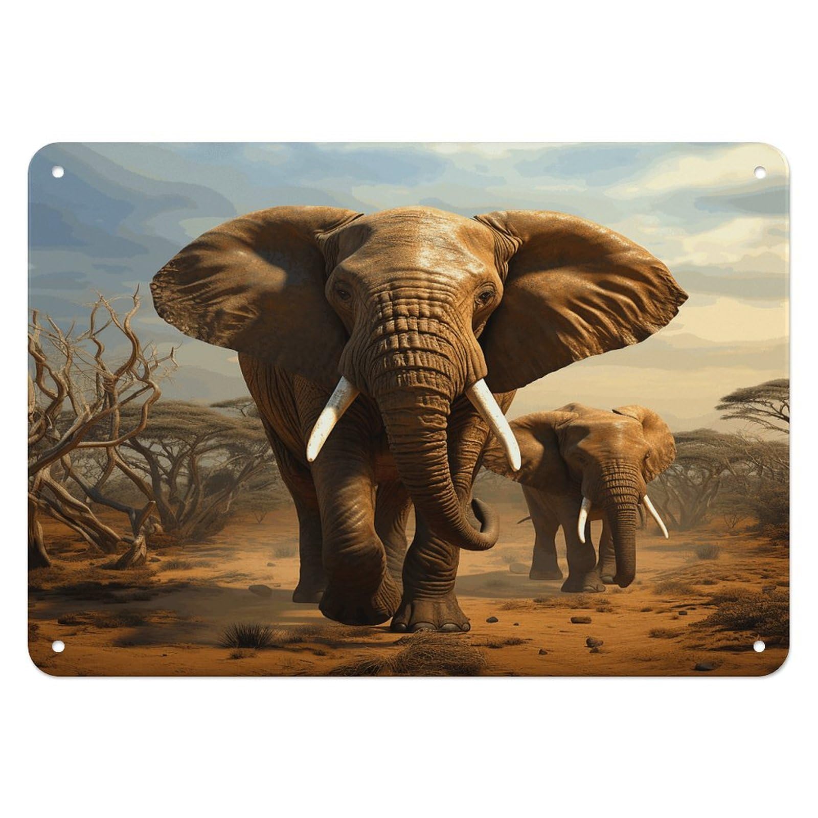 Fodpand Style Elephant Animals Retro Vintage Metal Tin Sign,Wall Art Decor Garden Plaque Poster For Bedrooms Yard Bars Pubs Patios Porches 7.9X5.5 Inch