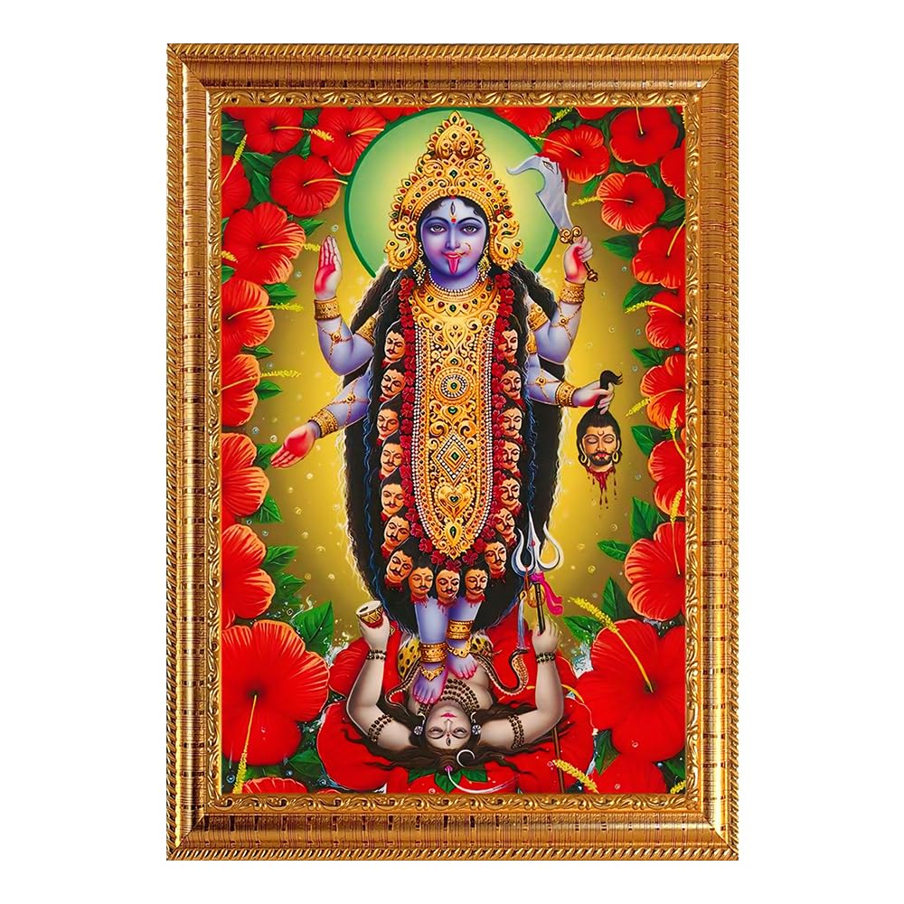 Divine Kali Maa Photo Frame - Sacred Hindu Deity Art for Home Decor (Design 03, 10 x 15 inches)