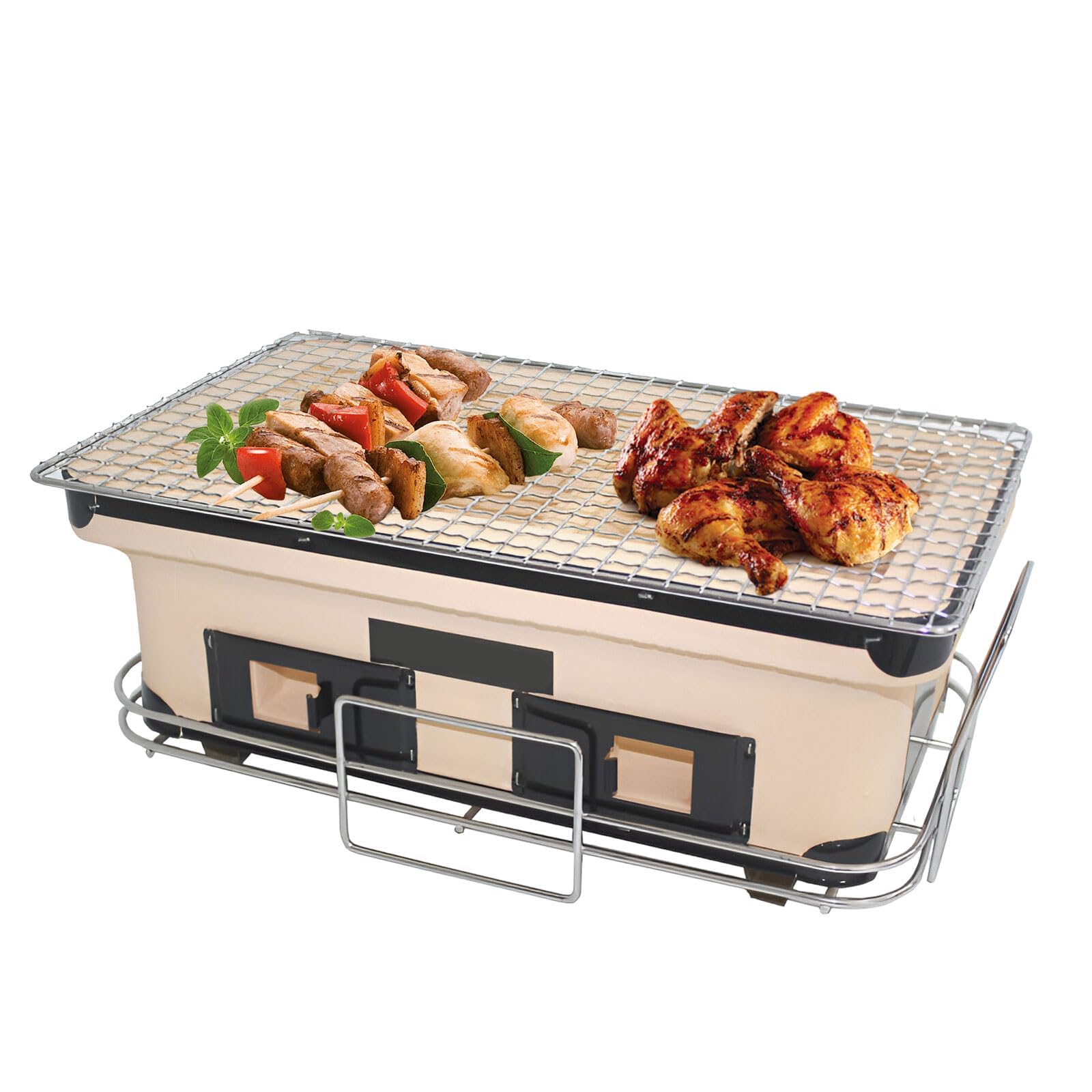 Gliniany grill stołowy, piec na węgiel drzewny do grilla, idealny do domu, na zewnątrz, na kemping i w podróży