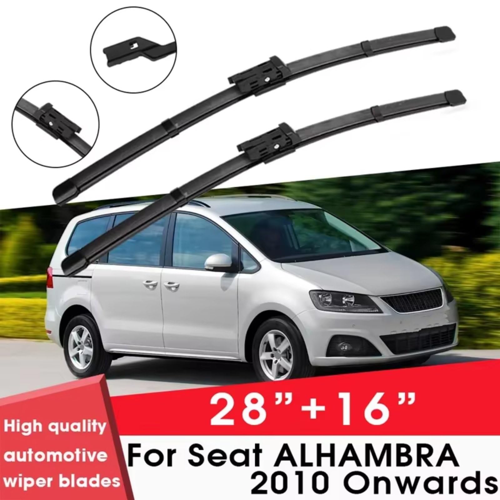 Escobillas Compatible Con Seat Para ALHAMBRA 2010 En Adelante Parabrisas De 28"+16" Limpiaparabrisas De Goma Natural Accesorios Para Limpiaparabrisas Escobillas De Limpiaparabrisas