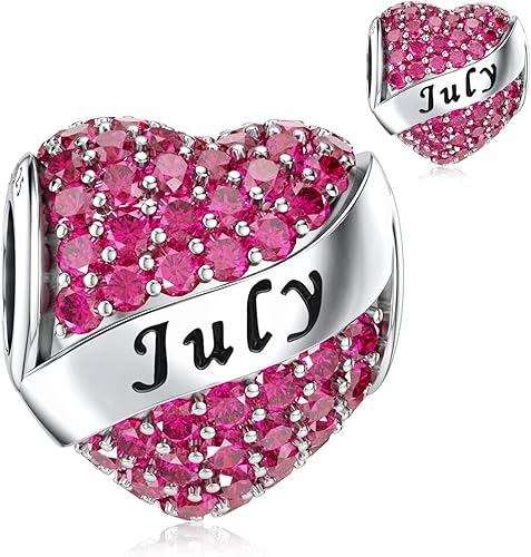 Miniatura 7 de DALARAN Dijes de piedra natal para pulsera Pandora de plata de ley 925, cuentas de corazón, regalo de feliz cumpleaños para mujeres (caja de dijes