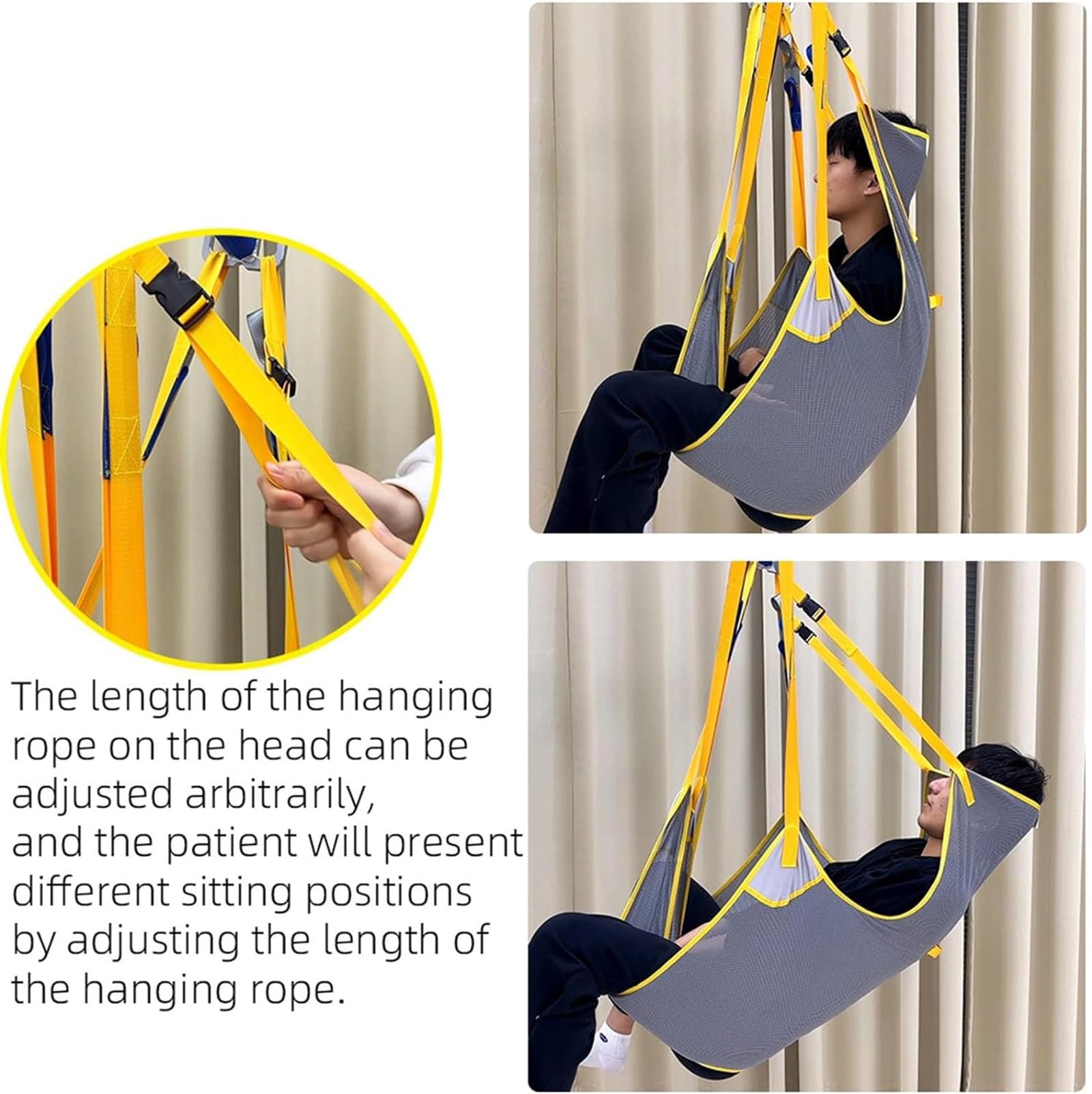 Arnés Elevación Paciente Cuerpo Completo, arnés de malla de cuatro puntos para transferencias de pacientes, arnés de elevación para transferencias y posicionamiento y elevación (Size : Medium)