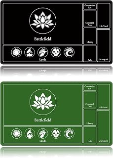 Card Playmat Stitched with Magic Zones, Game Mats Tabletop 24x14 inch for MTG/TCG Card Battles Commander Deck Gaming Desk Mat Duel Mat Card Gameplay Mats for Beginner (Black, Green, 2 Pack)
