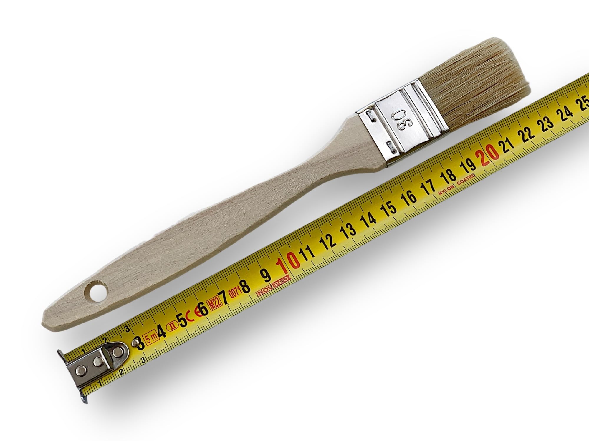 Lot de 50 pinceaux Queue de morue 30 mm | Soie Blanche Naturelle | Manche Bois Brut | Pinceaux Plats Multi-Supports | Peinture Huile, Acrylique, Vernis, lasure, Colle | Kibros 320_30x50