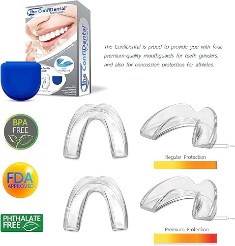 Miniatura 22 de The ConfiDental - Paquete de 3 protectores bucales moldeables para rechinar dientes, apretar bruxismo, deporte atlético, bandeja blanqueadora, Negro