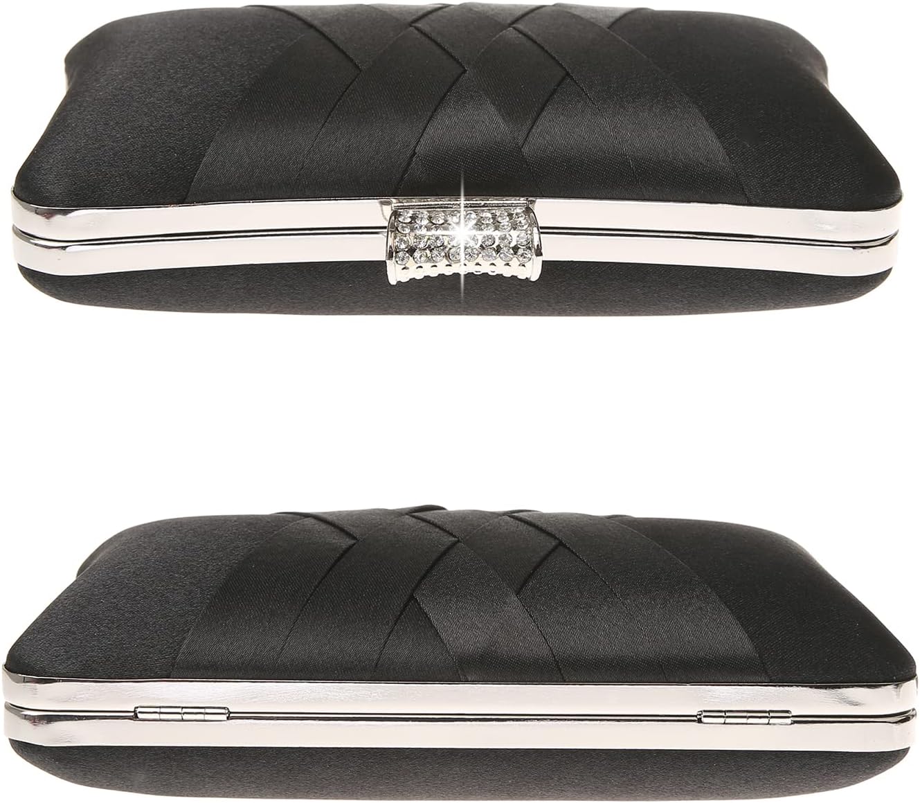 Fashion Womens Jane Satin Diamante Clutch Rhinestone Evening Bridal Prom Party Handbag Crossbody Purse Chain Bag - Image 4