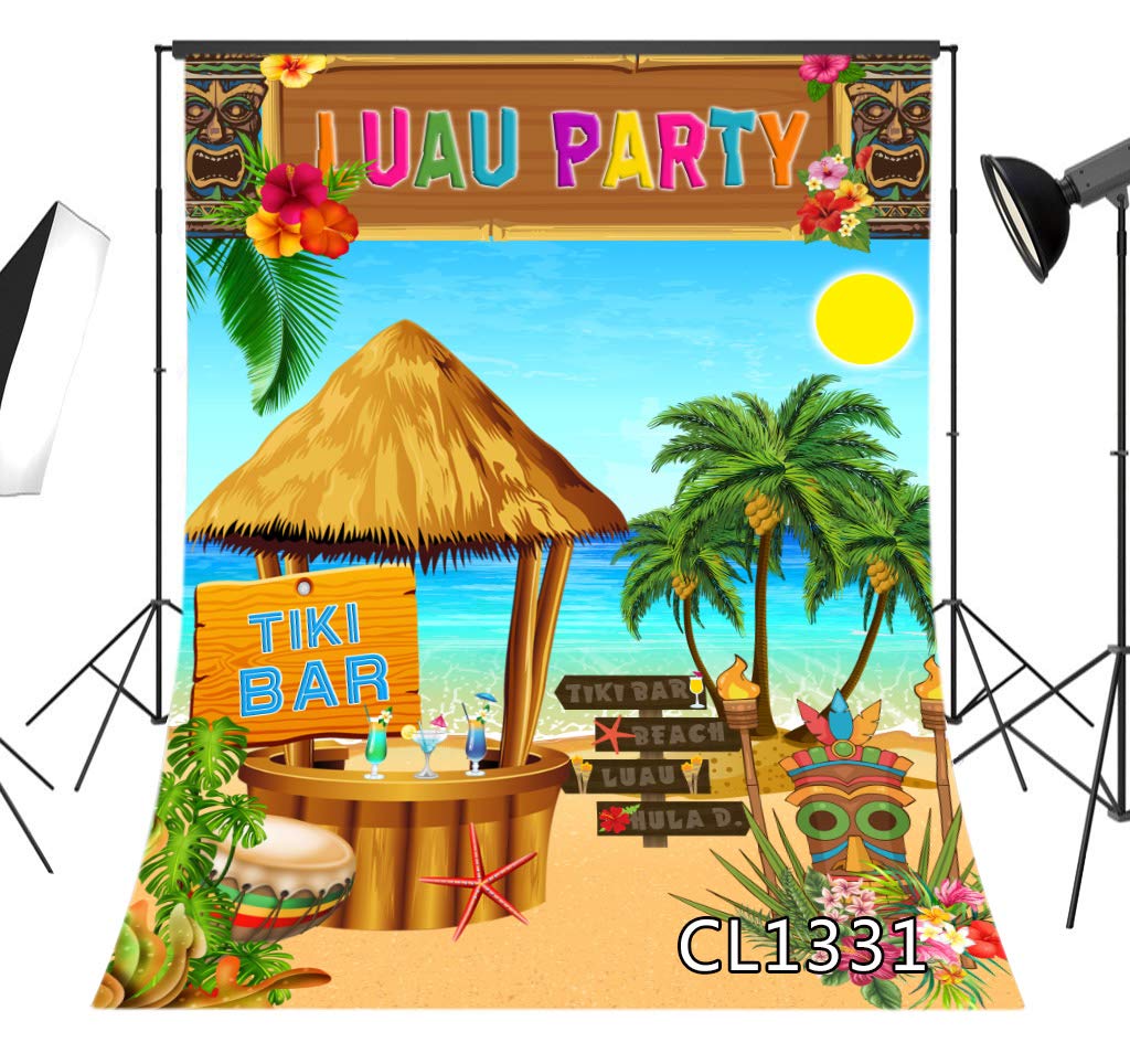 Lb Hawaiian Luau Party Backdrops Tropical Sea Beach Photo Backdrop ...
