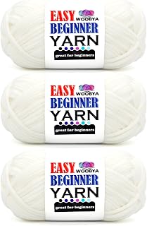 3 Pack White Beginners Crochet Yarn for Crocheting and Knitting with Easy to See Stitches Cotton Nylon Blend Easy Yarn for Beginner Crochet Kit(3 * 50g)-White