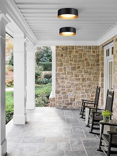 Miniatura 2 de Goomavi Lámparas de techo modernas de montaje empotrado, minimalista de 12.5 pulgadas, redonda cerca del techo, lámpara de techo de metal negro y