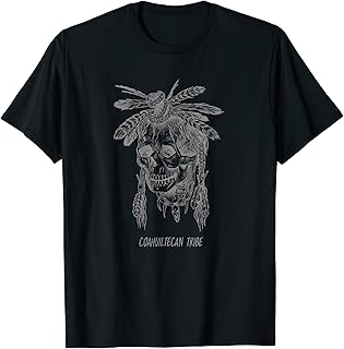 Coahuiltecan American Indian Tribe Wicked Skull Feathers T-Shirt
