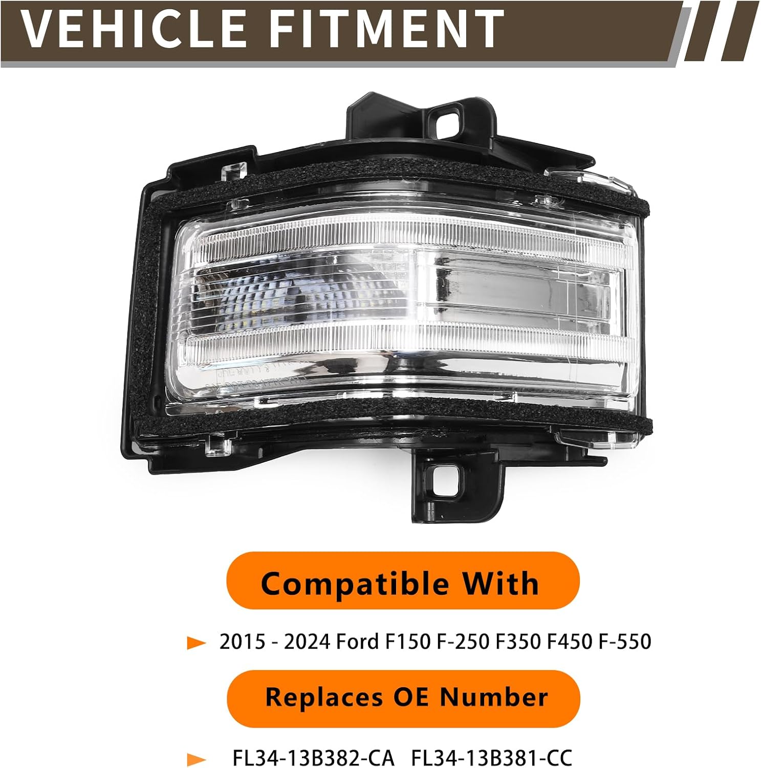 Door Towing Mirror Turn Signal Light Lamp Indicator for Ford F-150 F-250 F-350 F-450 F-550 2015-2024 Passenger Side Door Towing Mirror Indicator Lights Lamp LED Side