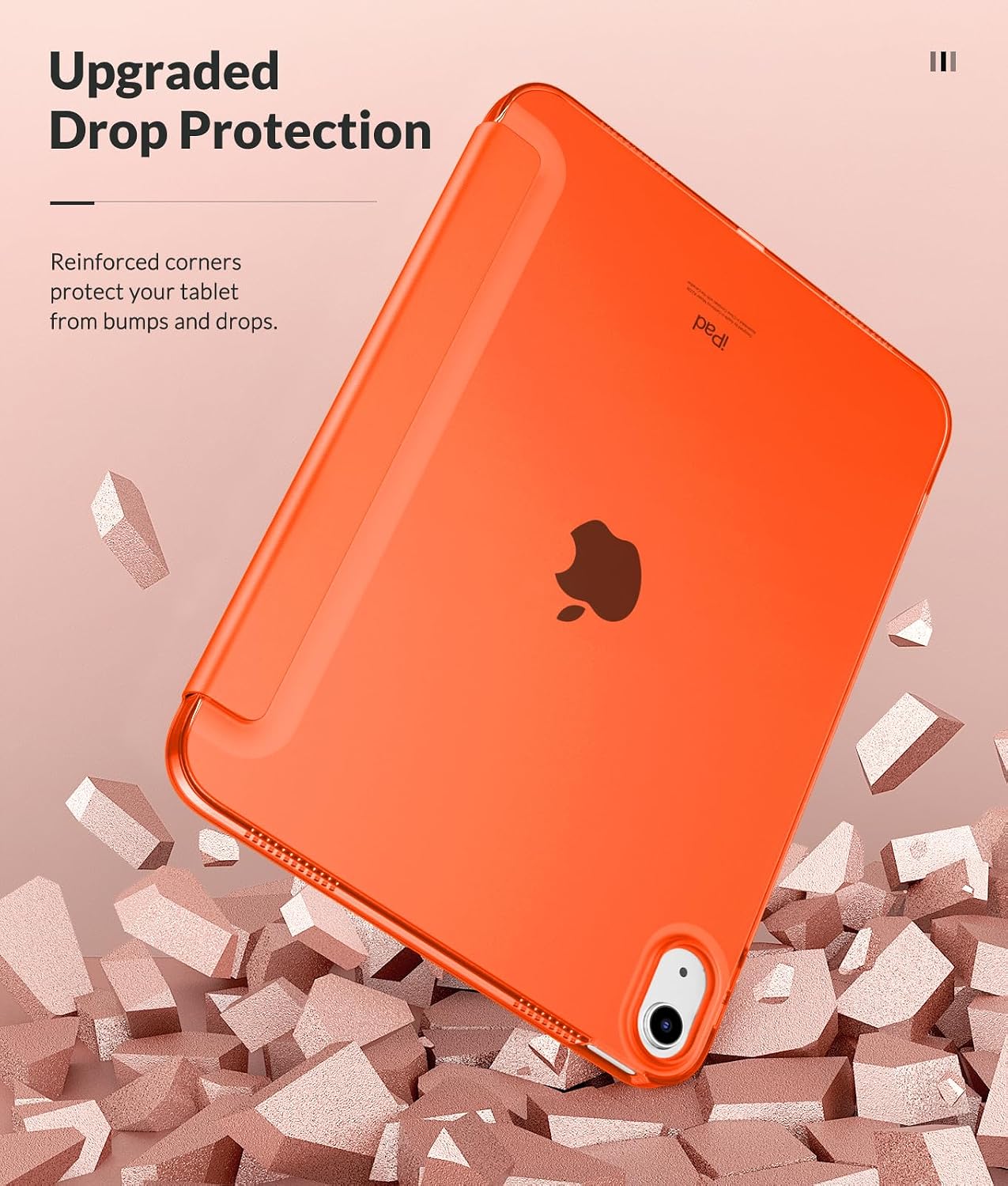 MoKo Case for New iPad (A16) 11th Generation 2025/10th Generation 2022, iPad 11 inch/10.9 inch Case with Soft TPU Translucent Frosted Back Cover,Auto Wake/Sleep,Support Touch ID,Orange