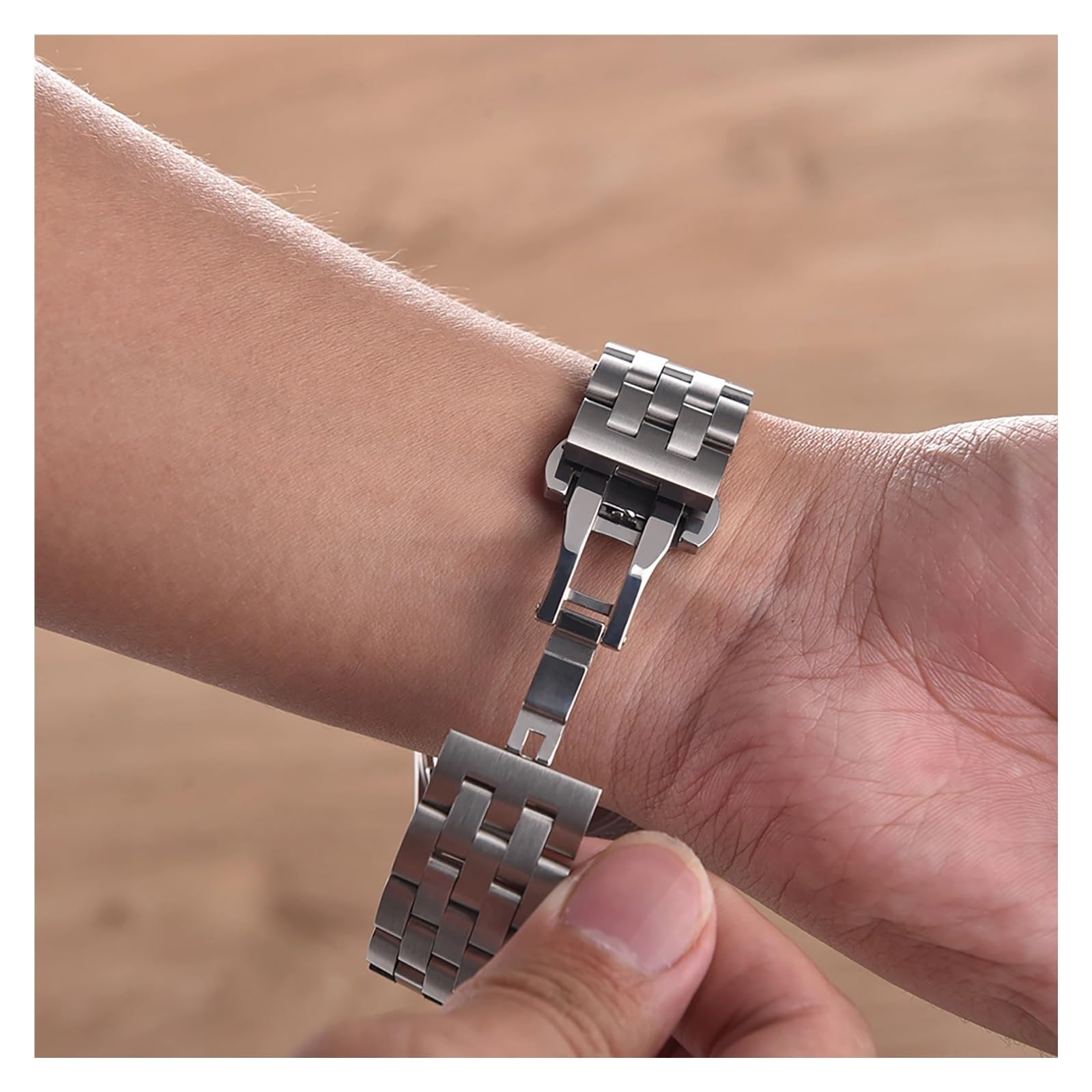 Cinturino di ricambio per orologio, in acciaio inox, 18 mm, 19 mm, 20 mm, 21 mm, 22 mm, 3 file