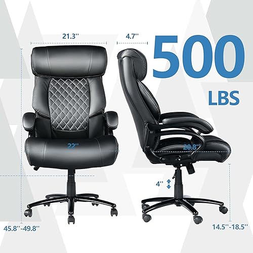 Miniatura 3 de Silla de oficina grande y alta silla de escritorio para computadora con respaldo alto silla de escritorio de oficina en casa de piel sintética para