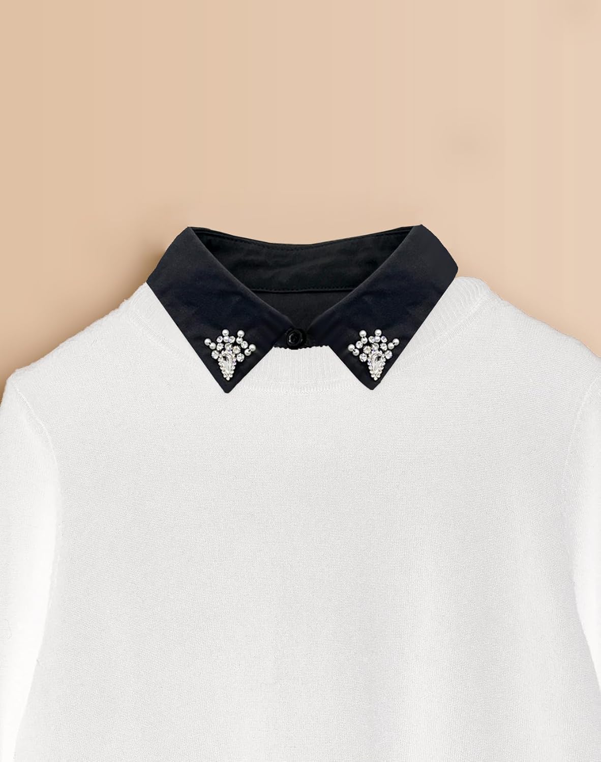 Handcrafted Faux Diamond and Pearl Fake Collar Shirts Versatile Dickey Collar Half Shirt Collar for Women - Image 3