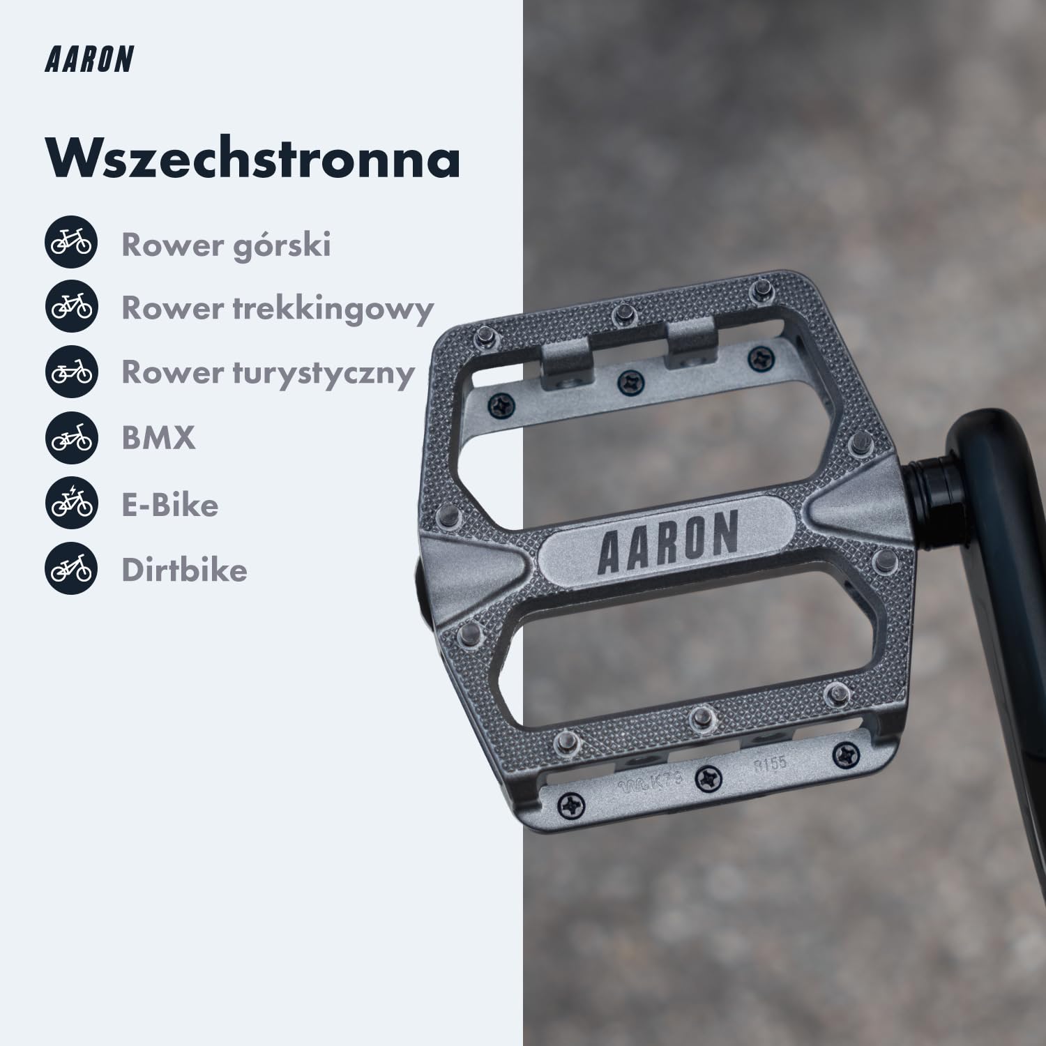 AARON Aluminiowe pedały do rowerów górskich z przemysłowymi łożyskami kulkowymi – antypoślizgowe z wymiennymi pinami – platformowy do rowerów elektrycznych, MTB, rowerów trekkingowych