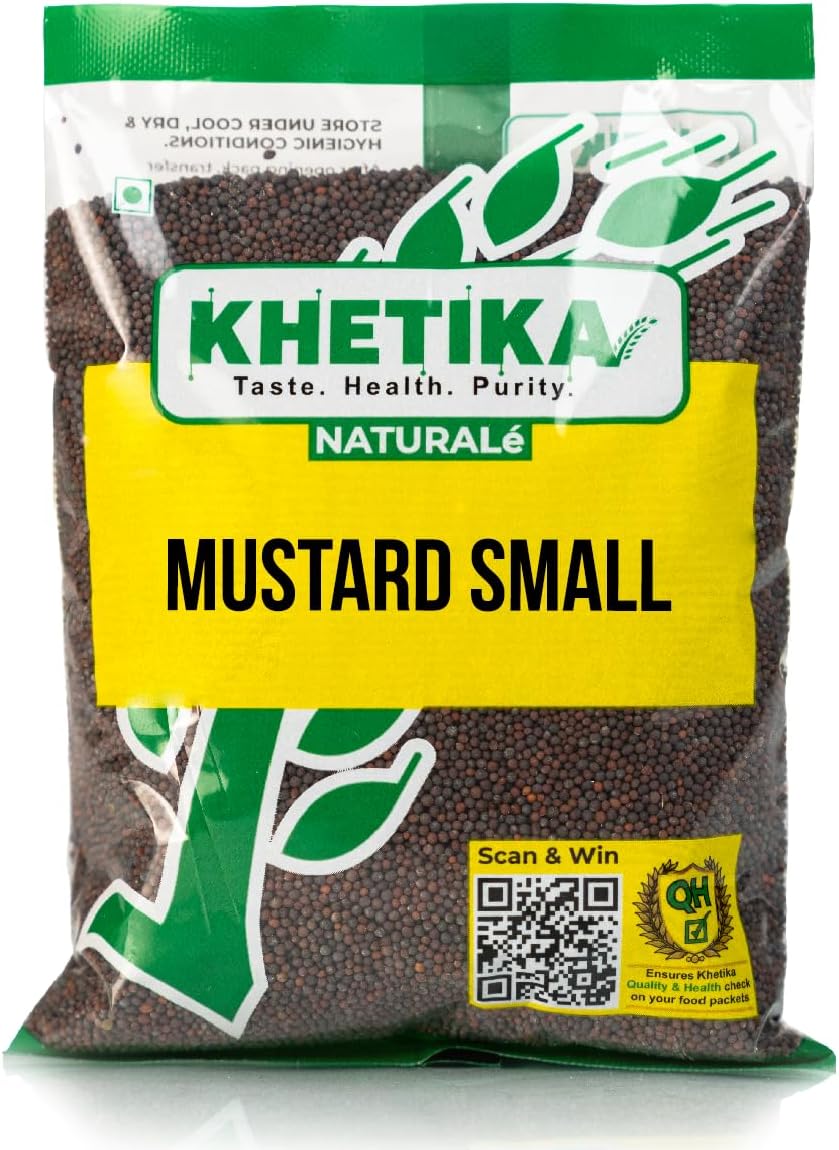 Khetika Naturale Mustard Small (Rai) 200 grams | Whole Sarso Seeds | High in Fiber | Promotes Heart Health | Hygienically Sealed