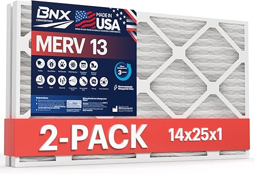 Miniatura 192 de BNX TruFilter - Filtro de aire 14 x 25 x 1 MERV 8, electrostático plisado para defensa contra polvo y mascotas, para aire acondicionado, HVAC