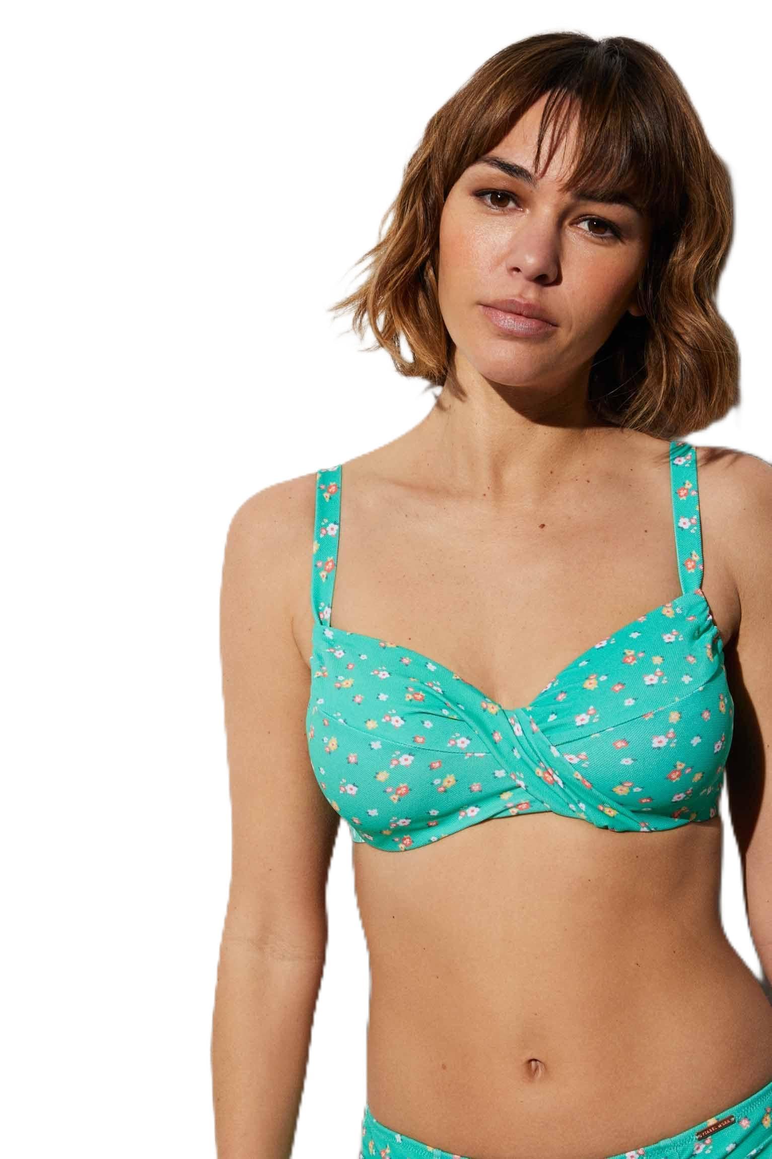 YSABEL MORA Top Bikini con aro Reductor Mini Flores y Fruncido