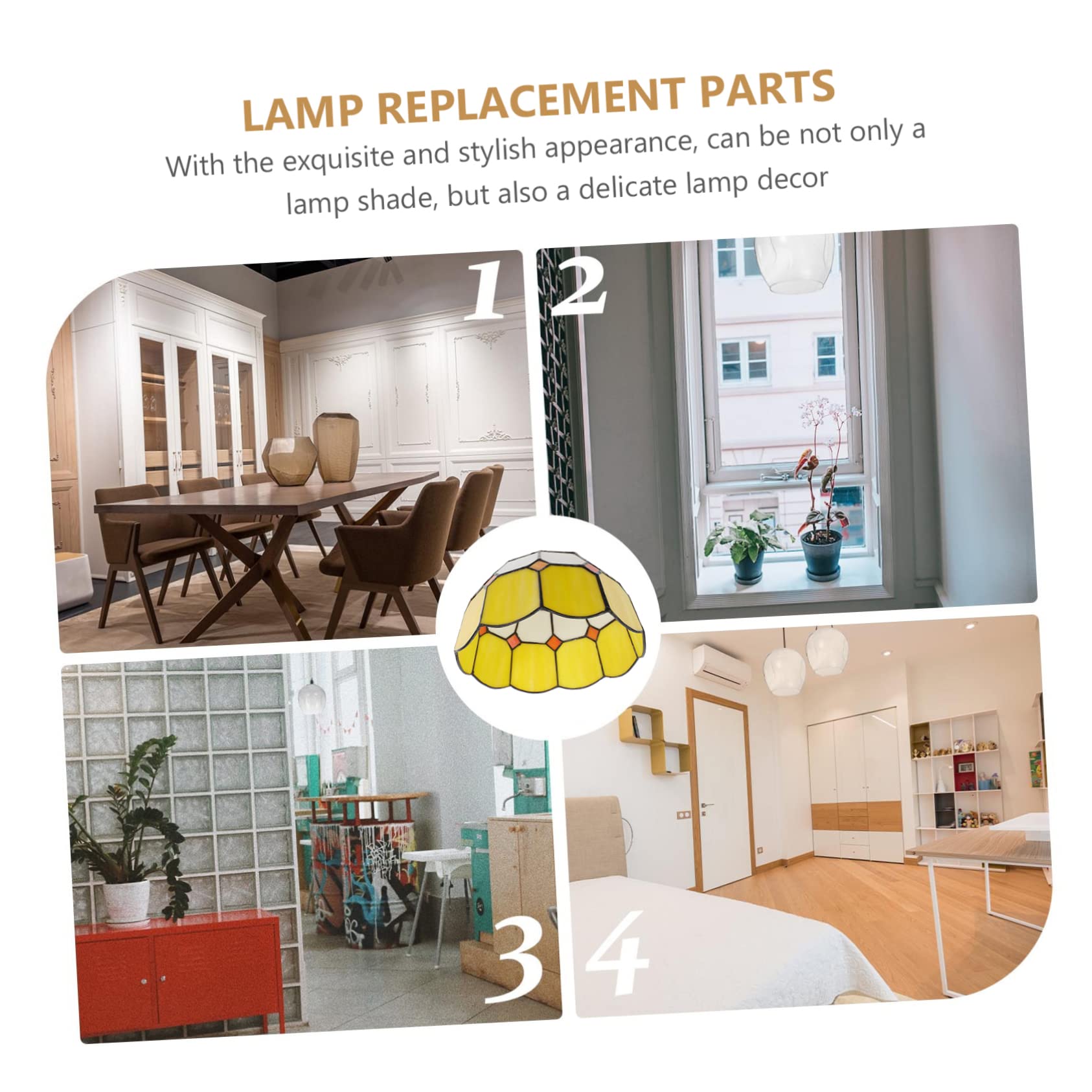 Paralume Decorativo in Vetro Giallo per Lampadario, Ricambio E27 | Sostituzione per Appliques e Sospensioni, Crea Atmosfera Romantica, Vetro Delicato, Casa e Soggiorno