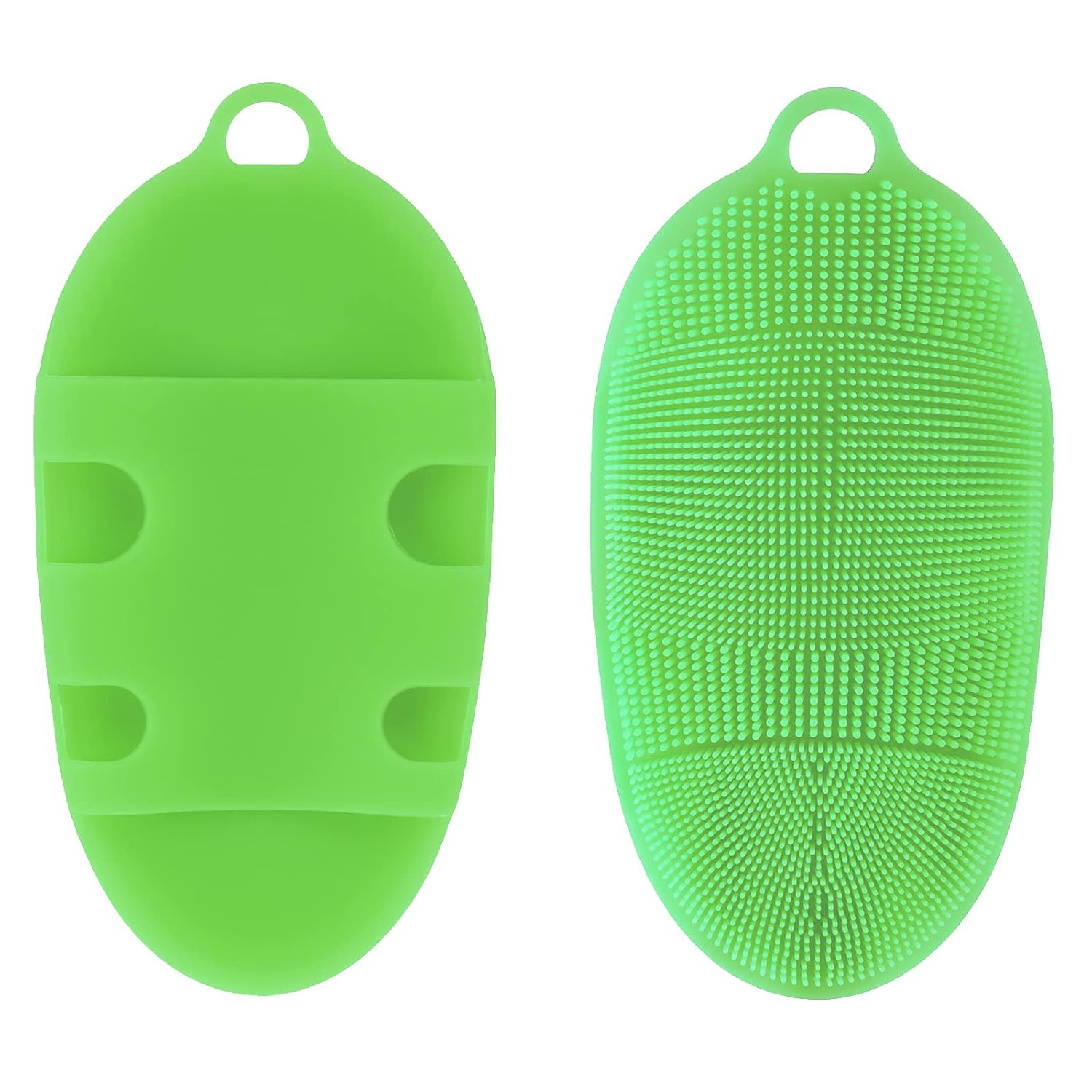 INNERNEED Soft Silicone Body Brush Body Wash Bath Shower Scrubber Exfoliating Glove Skin Care SPA Massage Tool, for Sensitive and All Kinds of Skin (Green)
