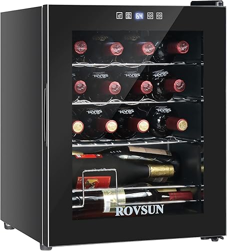 ROVSUN Refrigerador de vino de 16 botellas, compresor independiente, enfriador de vino, refrigerador de vino con control digital de temperatura y