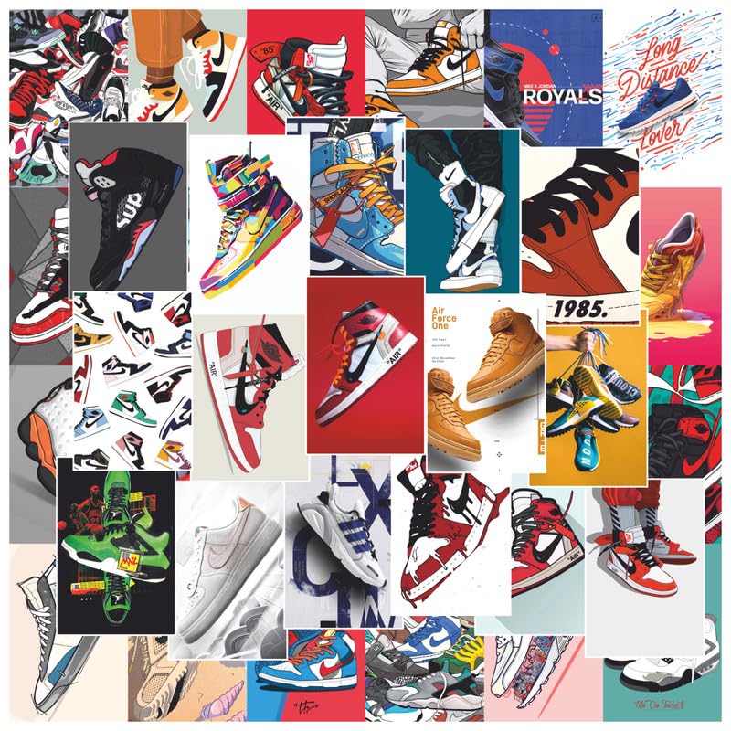 Image of POSTERONN Pack of 54 Fashion Sneakerhead Posters 4x6 Inch | Aesthetic Wall Collage Kit for Bedroom, Living Room & Gym Decor | Streetwear Style Photo Cards | Room Decoration Gift for Friends Men Teens
