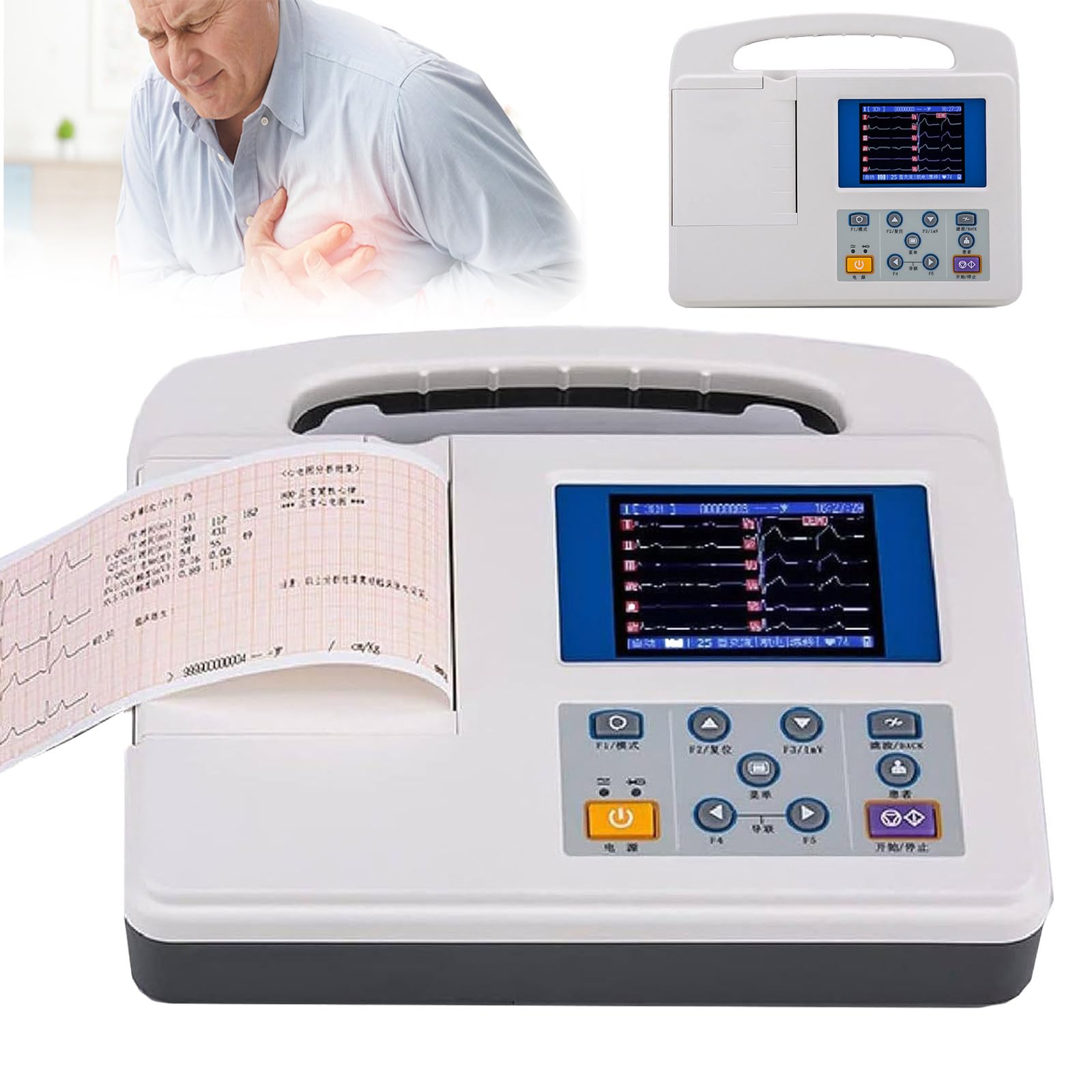 Elettrocardiografo Portatile / Monitor ECG,Monitor Cardiaco Digitale a 12 Derivazioni E 3 Canali Con Carta Stampata,Monitor Paziente,Display Lcd Da 3,5 Pollici,Per Terapia Intensiva E Uso Domestico