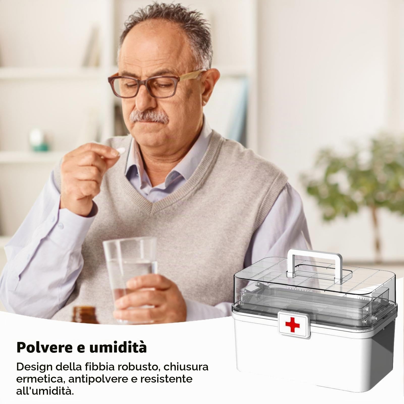 Generic Organizer per medicinali, armadietto per medicinali, 3 strati, antipolvere, grande capacità, con maniglia e fibbia, per scuola, campeggio, viaggi, casa