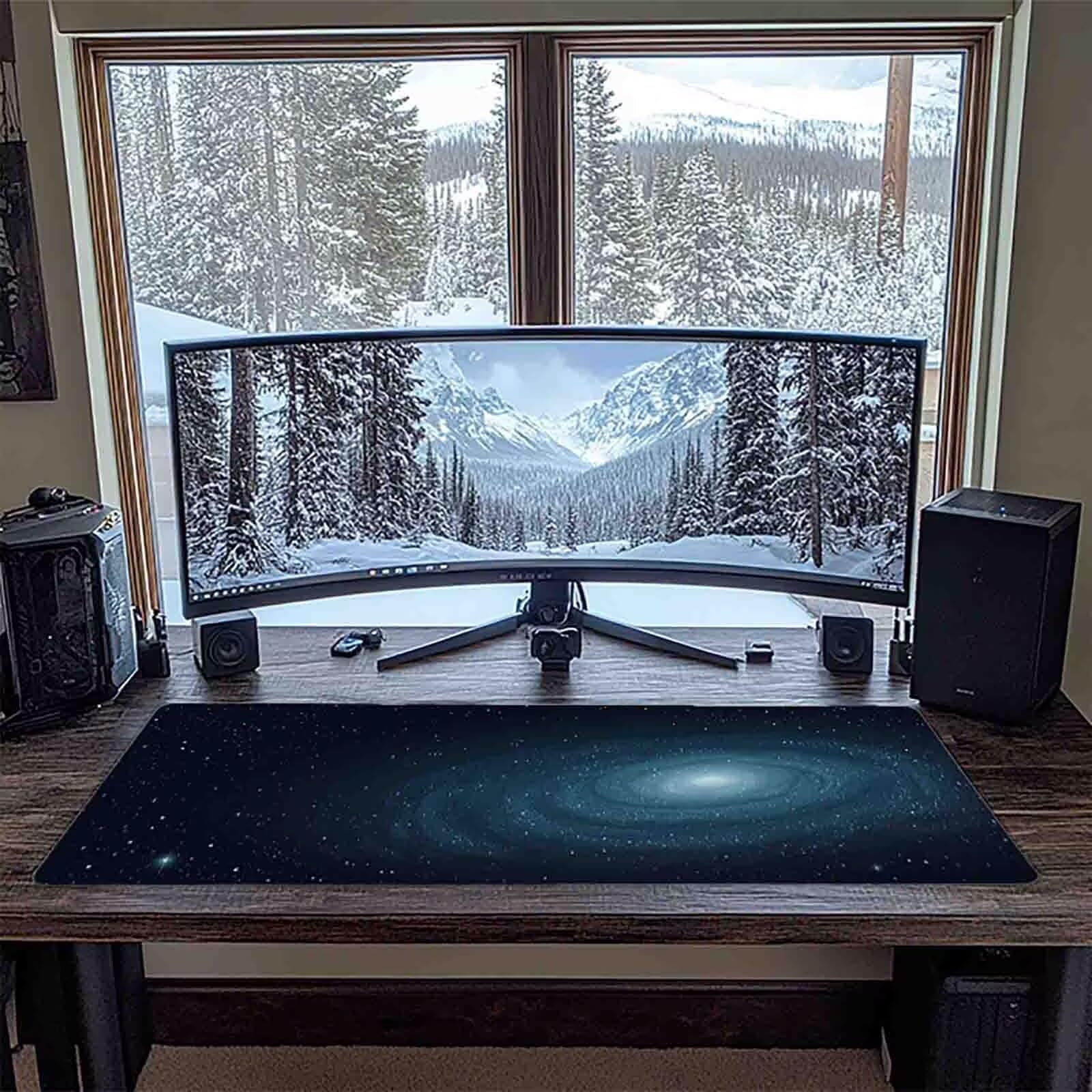 Grau Mauspad 120x60cm Schreibtischunterlage Sternenhimmel Mauspad Gaming Leicht zu Reinigende, Rutschfest Tischunterlage Schreibtisch, Verbessert Präzision und Geschwindigkeit für Deko Büro 7337-2g