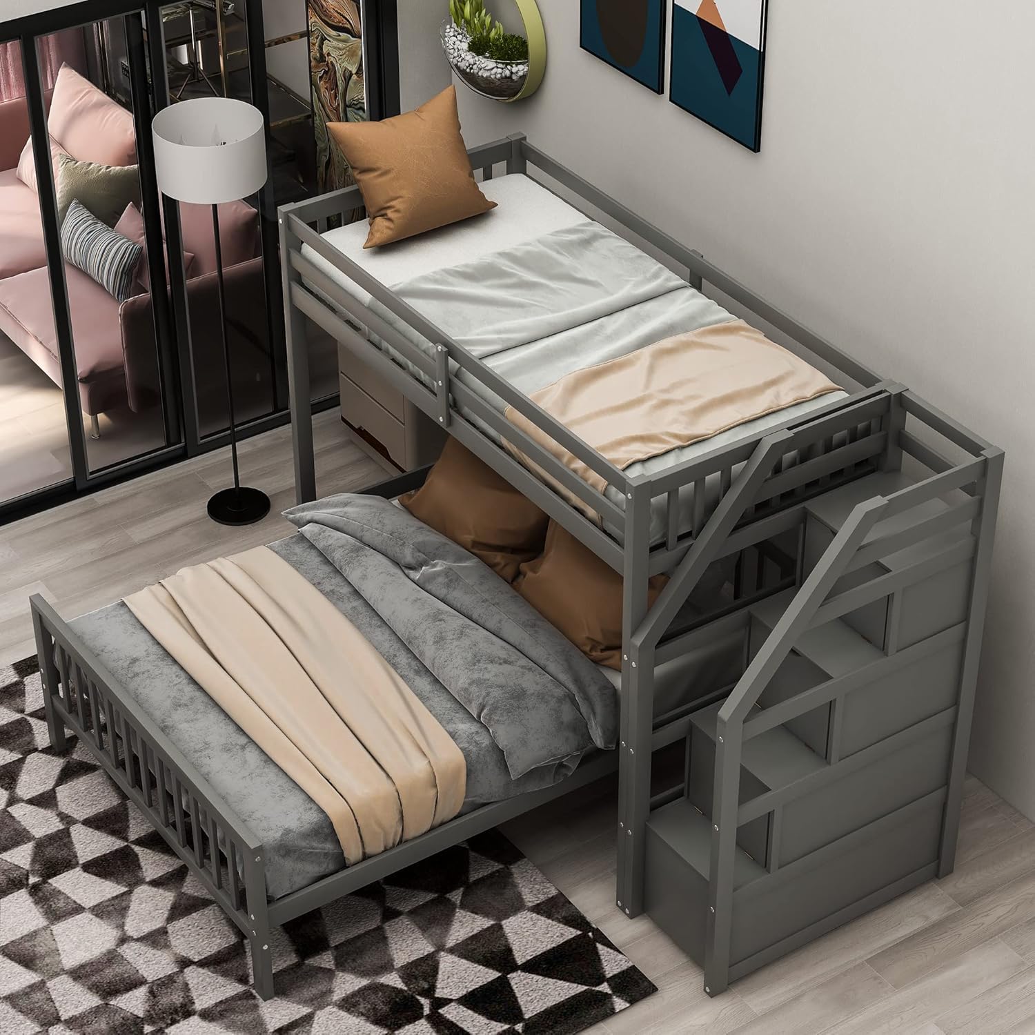 MERITLINE L Shaped Bunk Bed