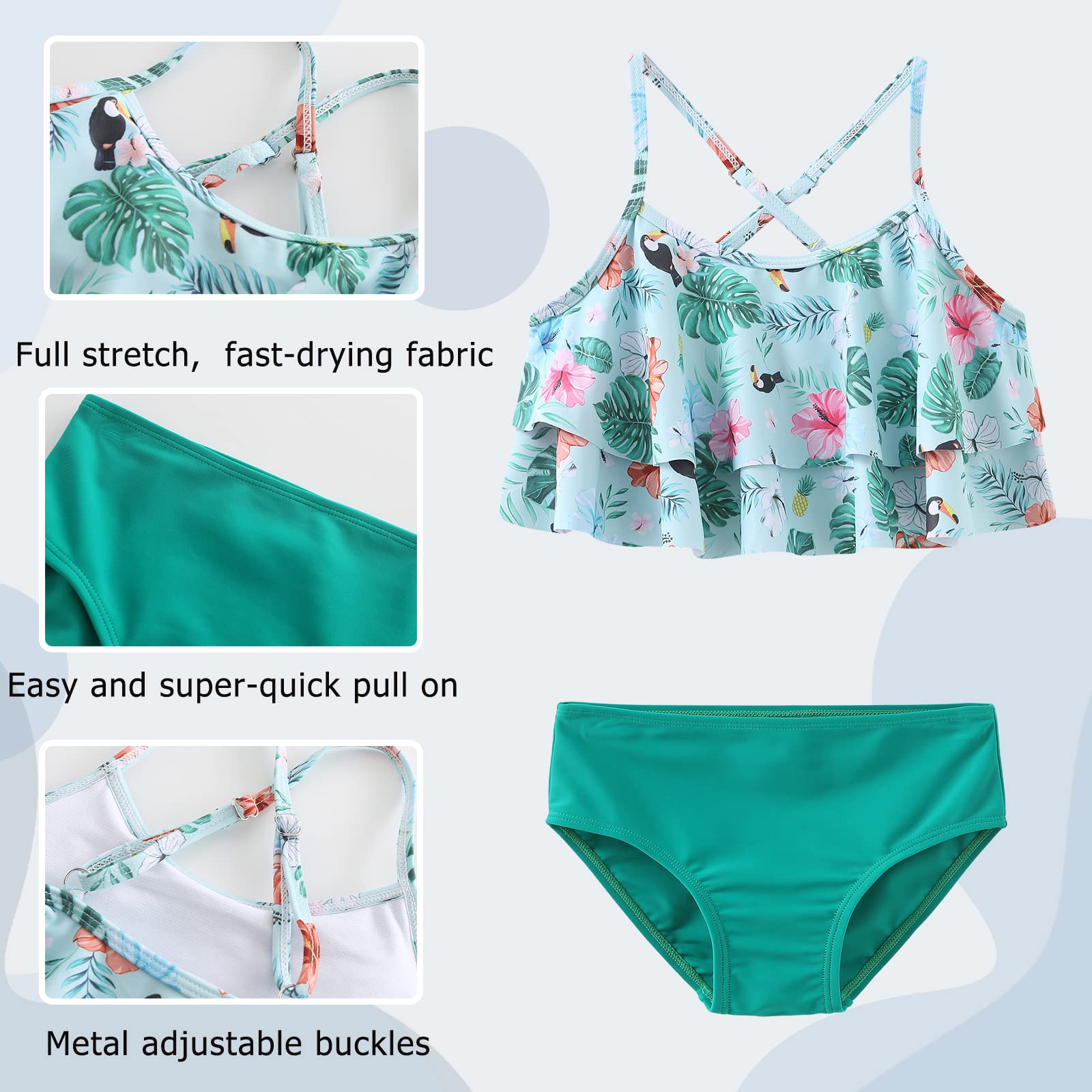 Girls Swimming Costume Bikini Kids Two Piece Swimsuit Girls Swimwear